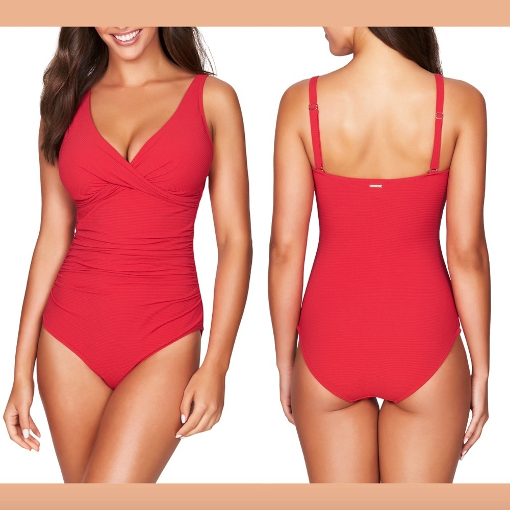NEW $120 Sea Level Cross Front Multifit One-Piece Swimsuit Red [SZ 6 ]‎
